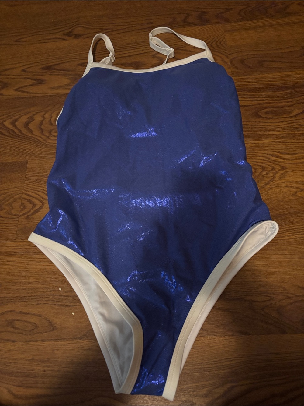 VENUS Shimmer Royal Blue One-Piece Swimsuit with White Trim